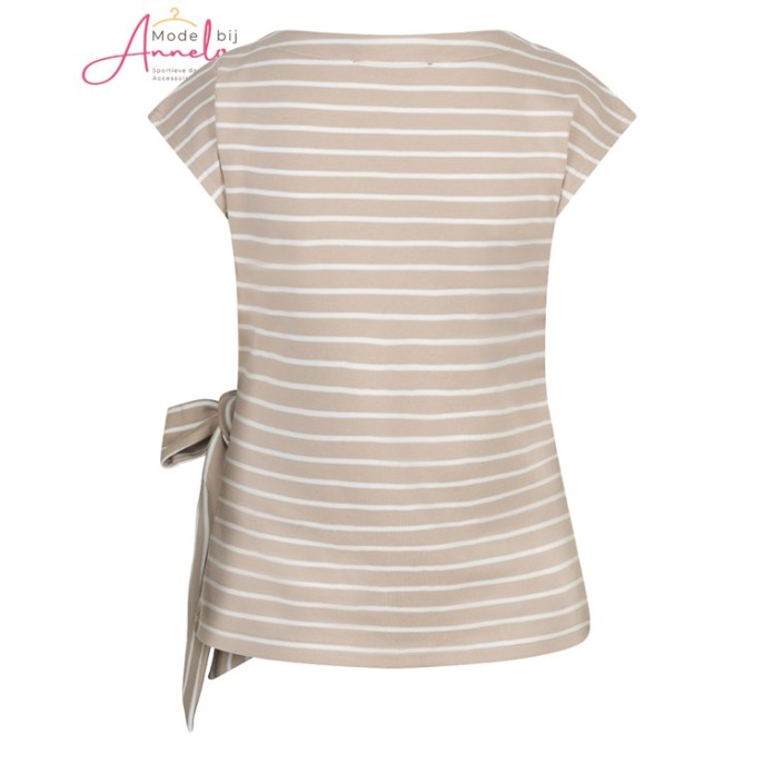 Red Button T-shirt Terry Stripe Pebble